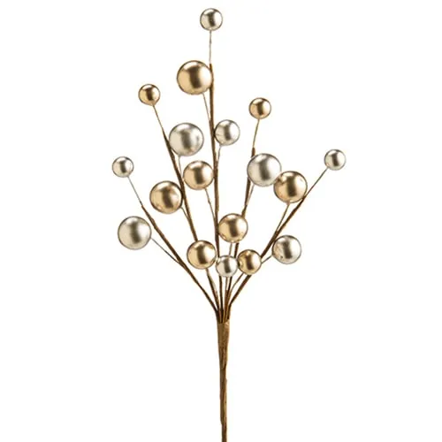 10" Ornament Ball Pick -Silver/Champagne (pack of 48)