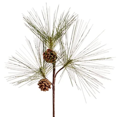 12" Long Needle Pine & Pinecone Artificial Stem -Green (pack of 12)