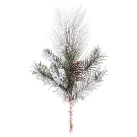 12" Mixed Snowed Artificial Pine & Pinecone Stem -Green (pack of 24)