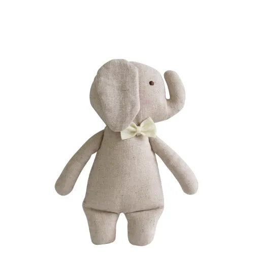 Alimrose - Linen Mini Rattle 18cm Elephant