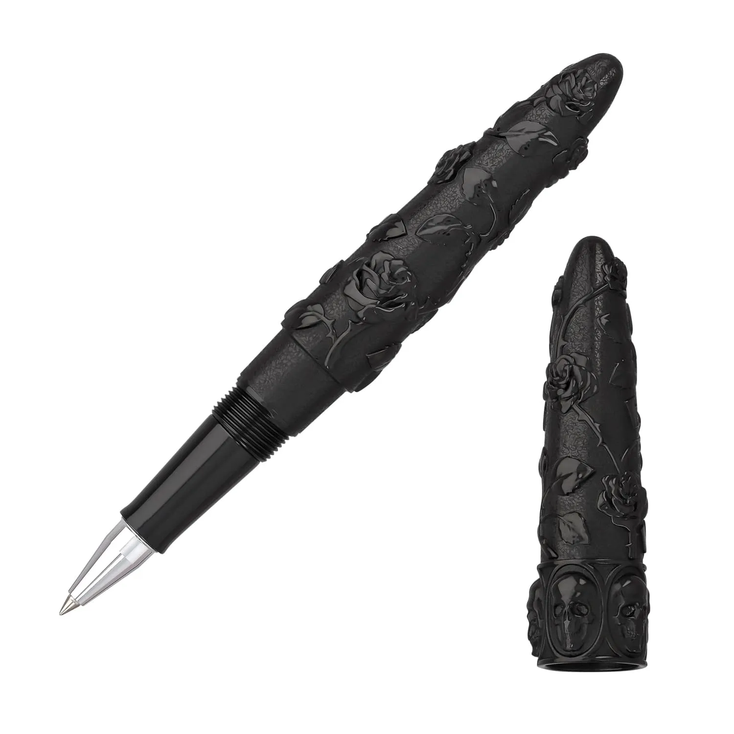 Benu Skulls and Roses Rollerball Pen in Crow Black