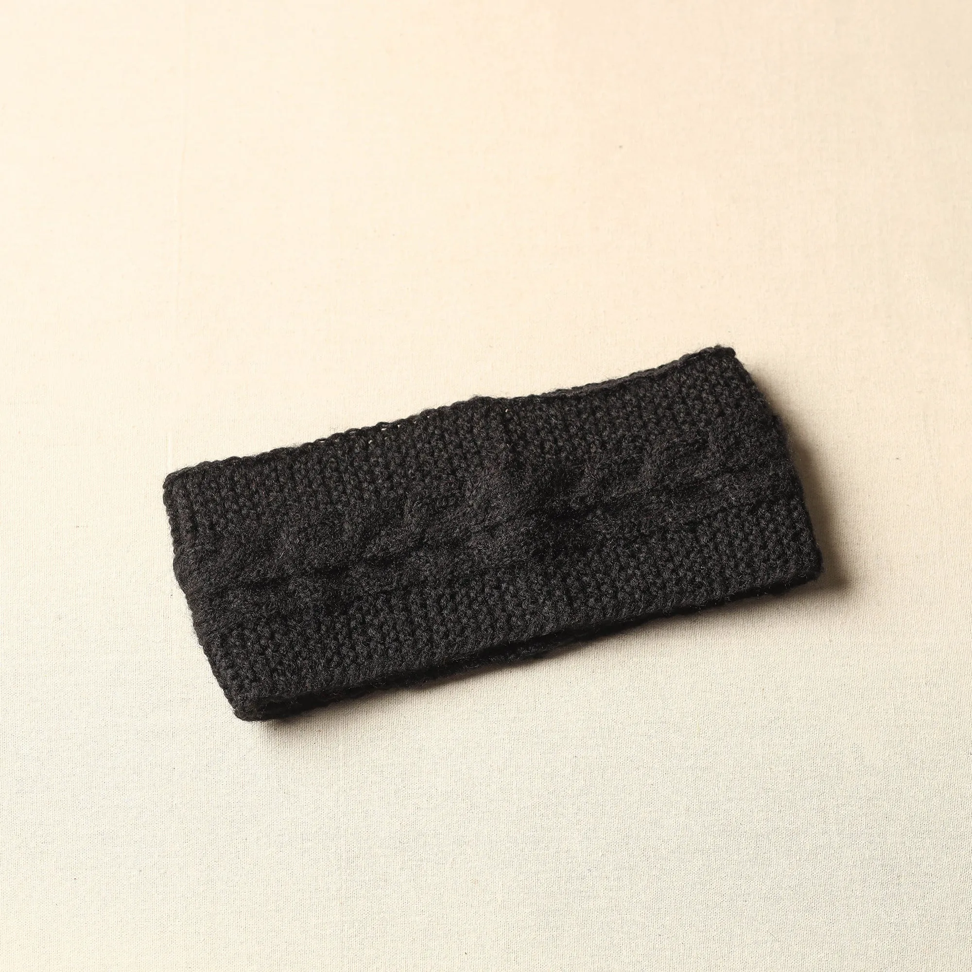 Black - Kumaun Hand Knitted Woolen Warm Headband 31