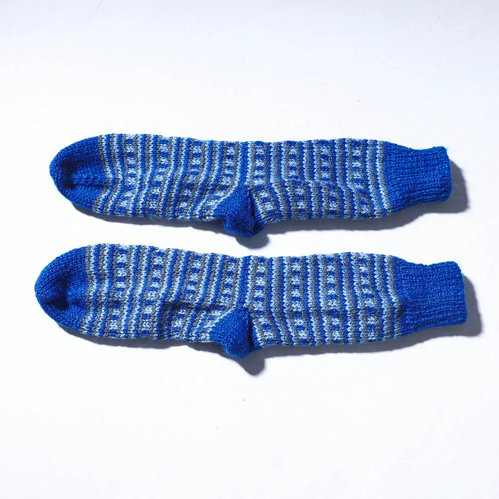 Blue - Kumaun Hand-knitted Woolen Socks (Adult)