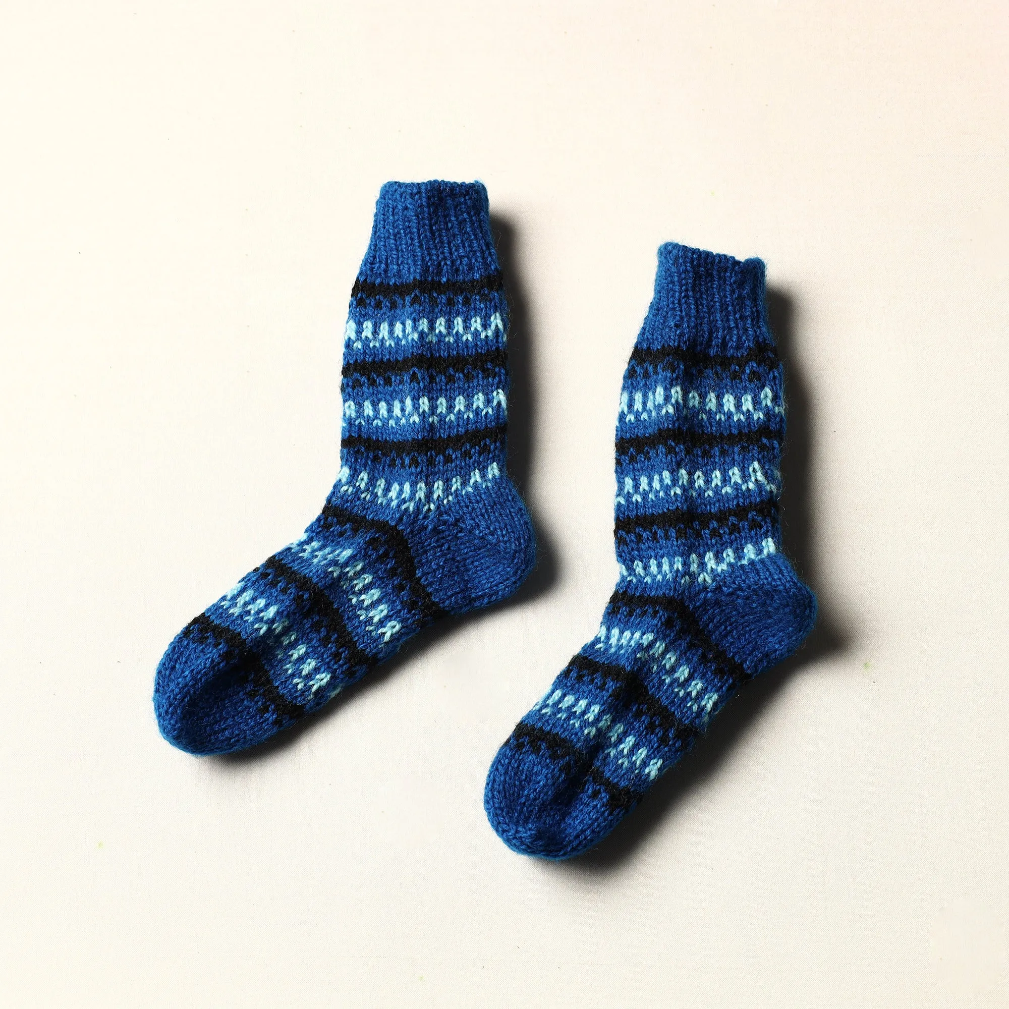 Blue - Kumaun Hand Knitted Woolen Socks (Kids)