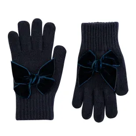 Condor navy gloves with velvet bow