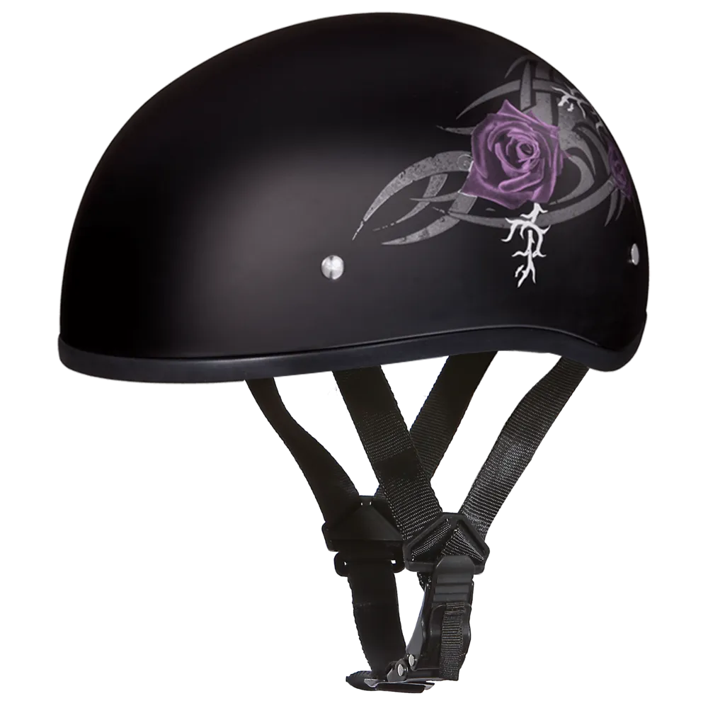 D6-PR D.O.T. DAYTONA SKULL CAP - W/ PURPLE ROSE