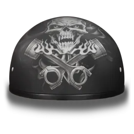 D6-PS D.O.T. DAYTONA SKULL CAP - W/ PISTONS SKULL