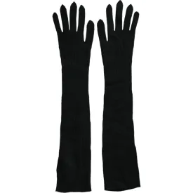 Dolce & Gabbana Black Cashmere Knitted Elbow Length Gloves