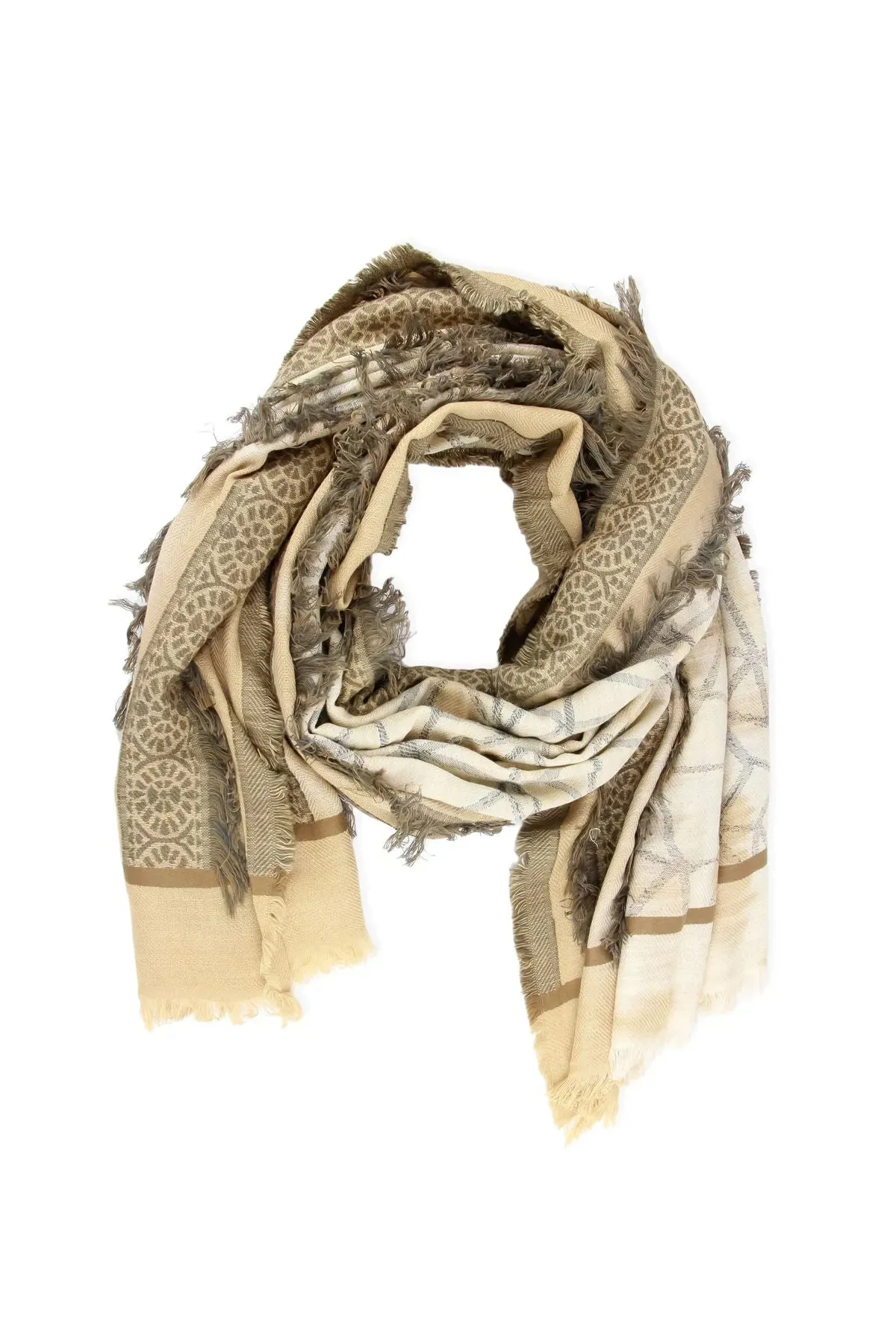 Ecru Multi Golden Scarf