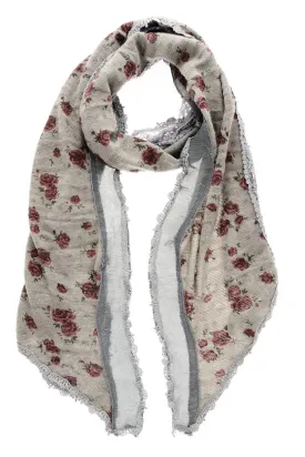 GABRIELA Grey Roses Scarf