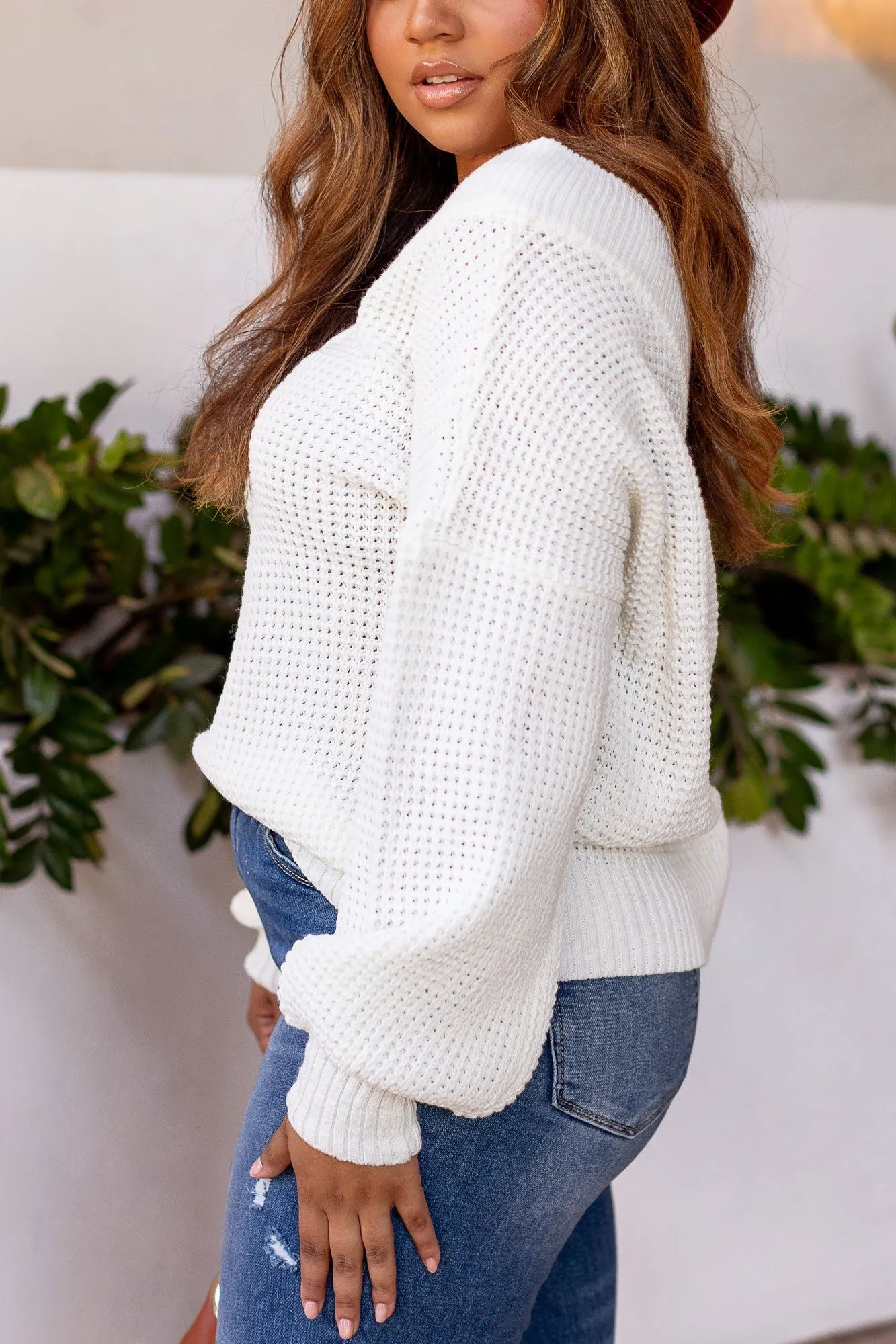 Ginny Ivory Knit Bell Sleeve Sweater