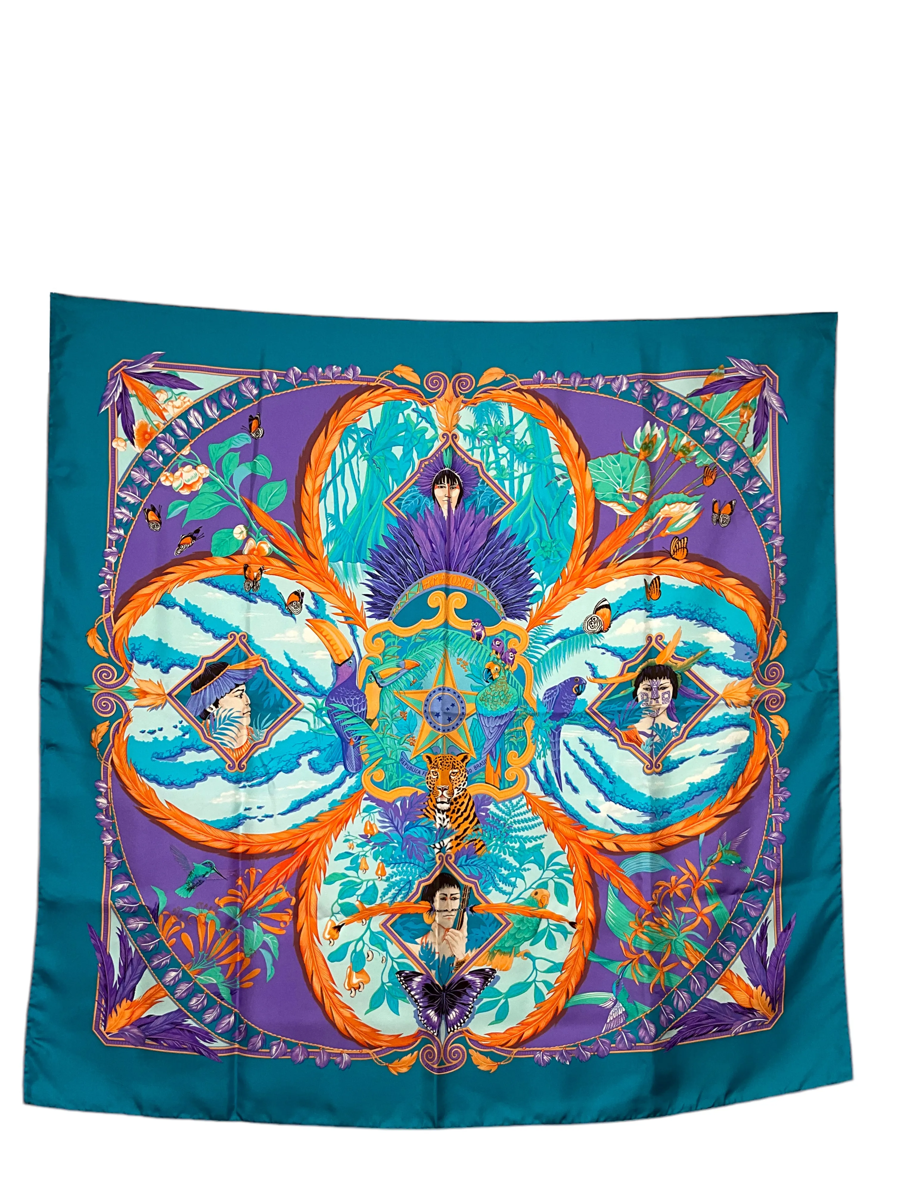 HERMES AMAZONIA SILK SCARF 90