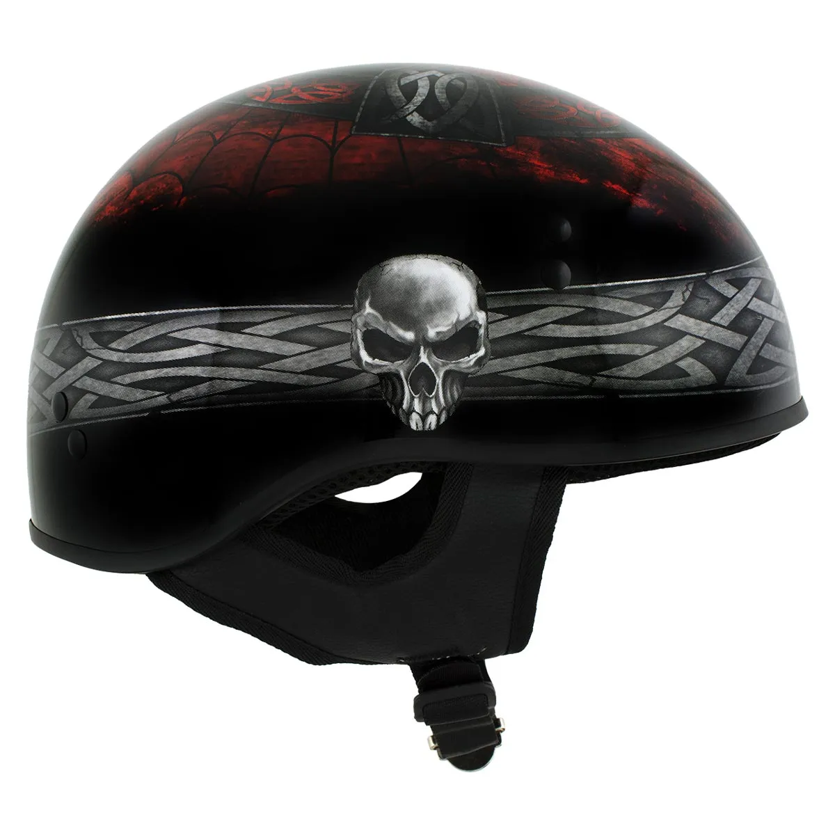 Hot Leathers HLD1008 'Celtic Cross' Motorcycle DOT Skull Cap Helmet