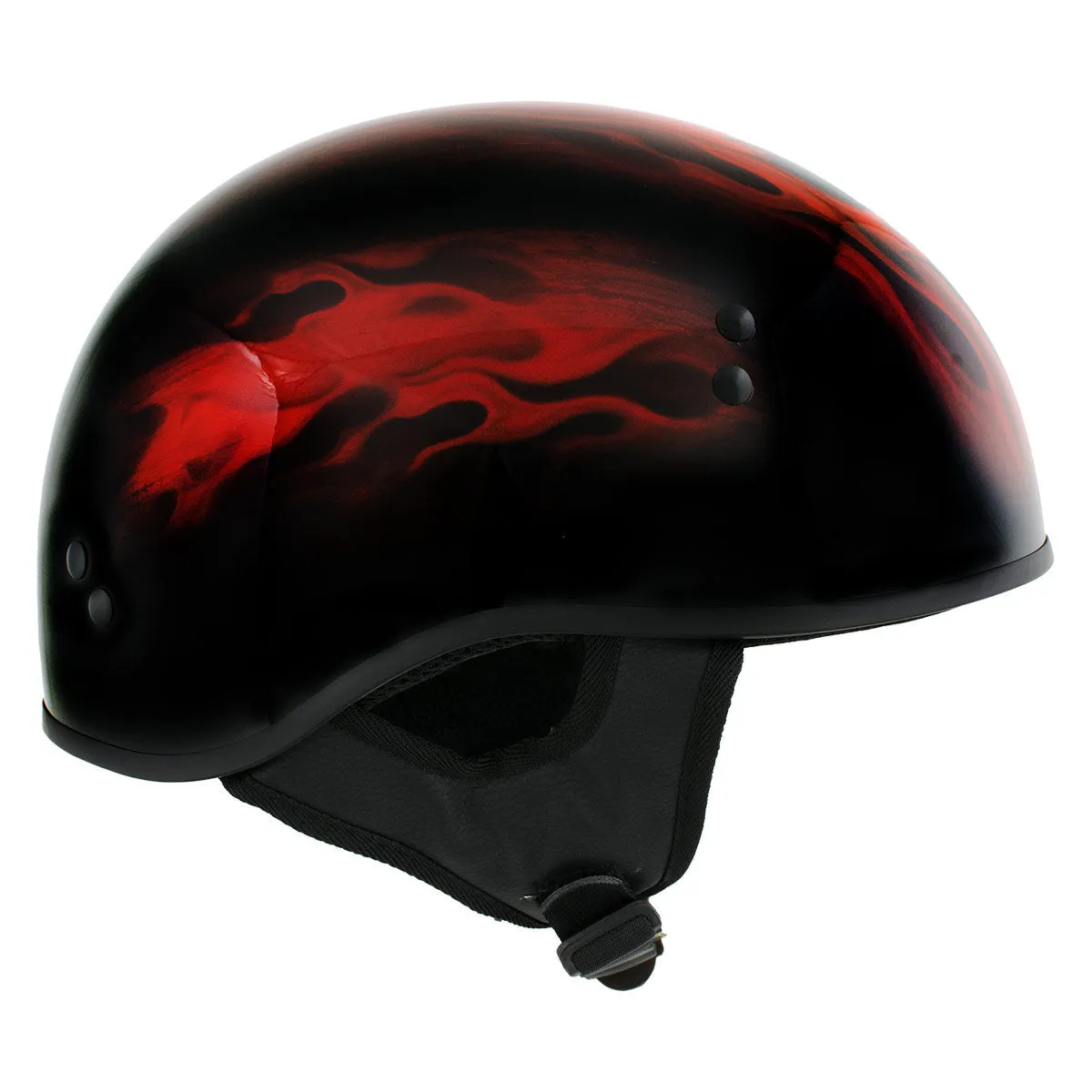 Hot Leathers HLD1018 'Red Flame Skull' Motorcycle DOT Skull Cap Helmet