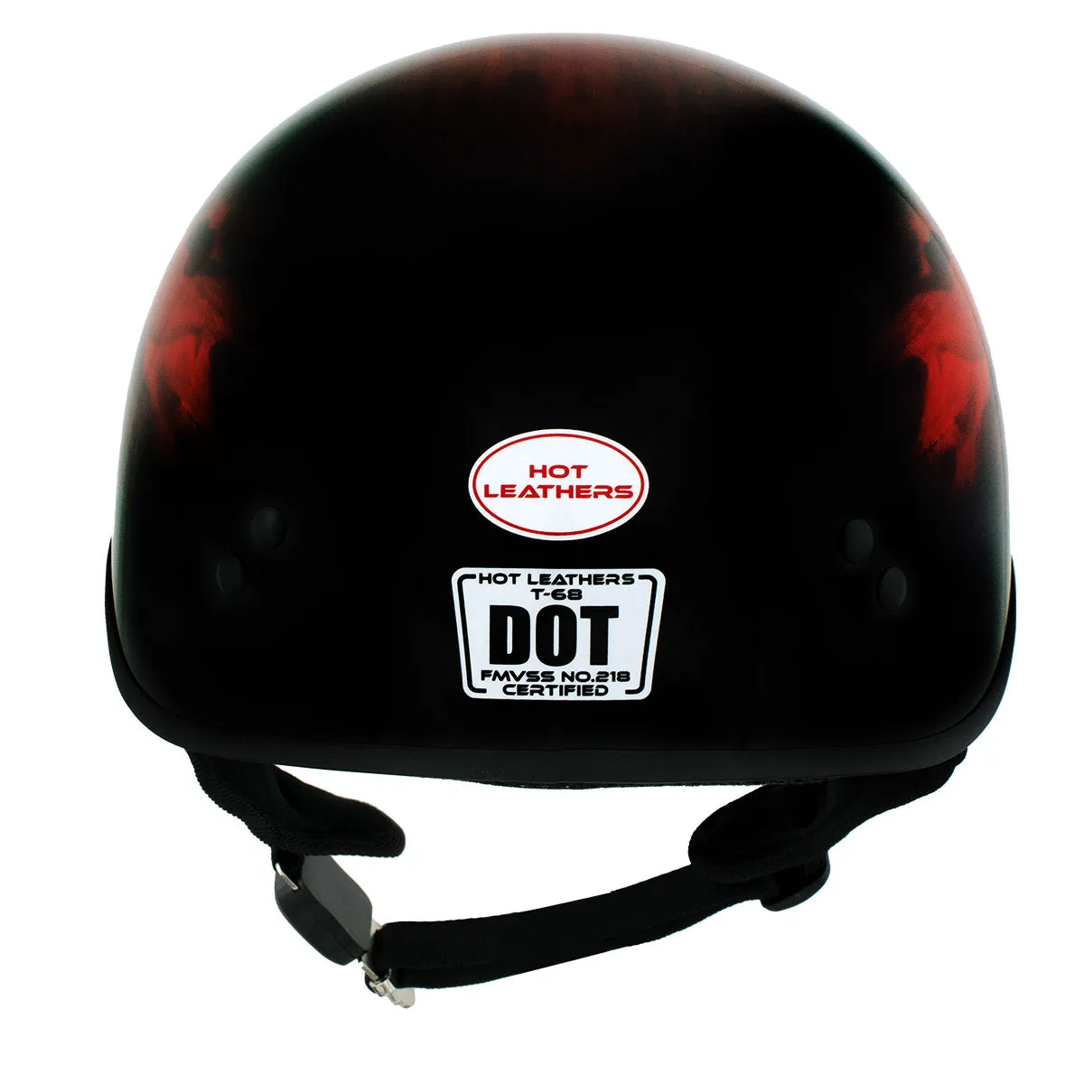 Hot Leathers HLD1018 'Red Flame Skull' Motorcycle DOT Skull Cap Helmet