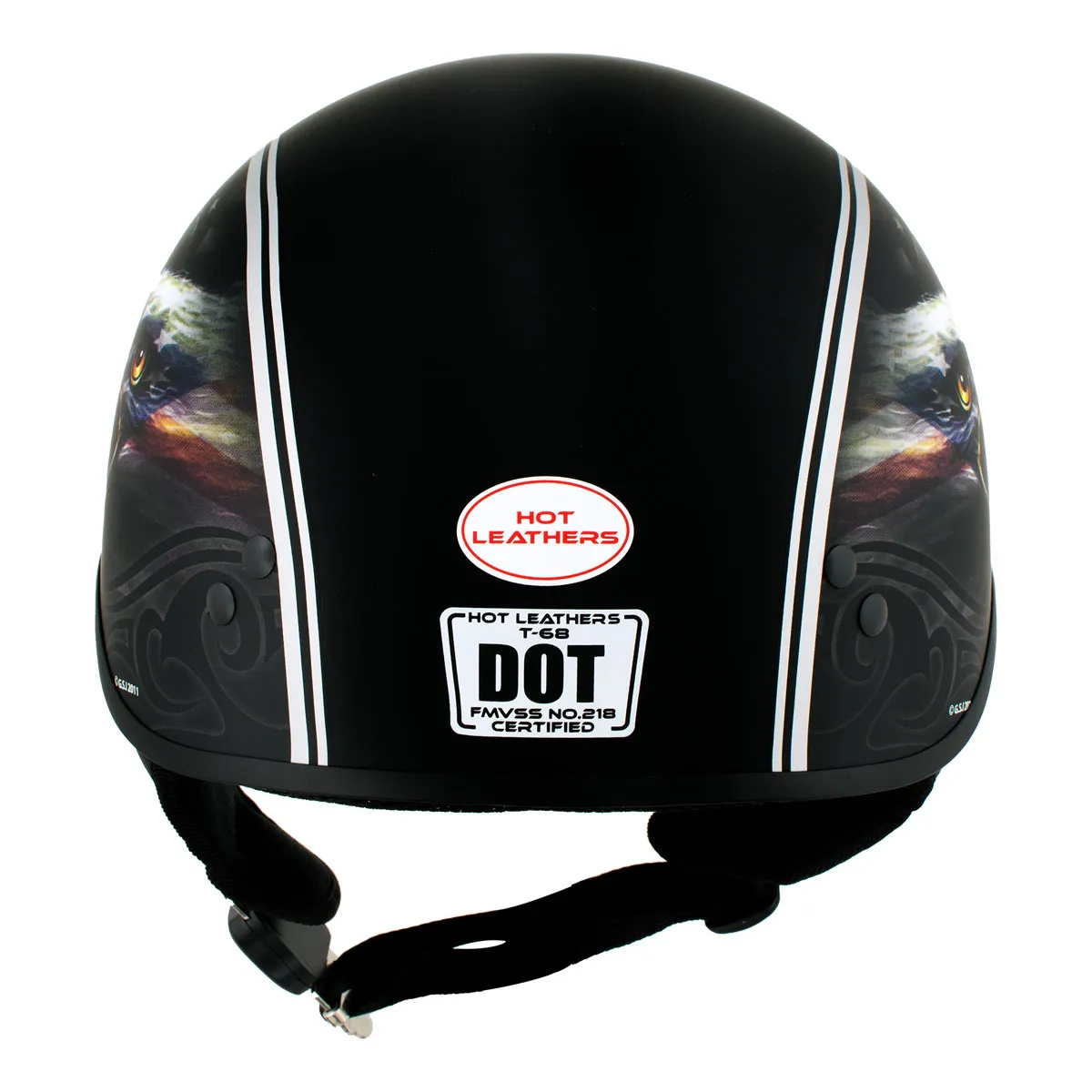 Hot Leathers HLD1023 'V-Twin Eagle' Flat Black Motorcycle DOT Skull Cap Helmet