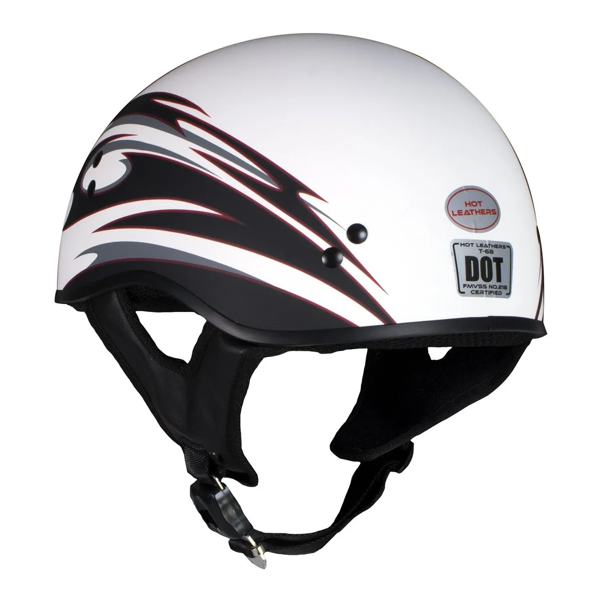 Hot Leathers T68 'Tribal White' Advanced DOT Motorcycle Skull Cap Helmet