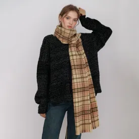 Korean Elegant Fashionable Soft Warm Cozy Plaid Classic Trendy Shawl Scarf