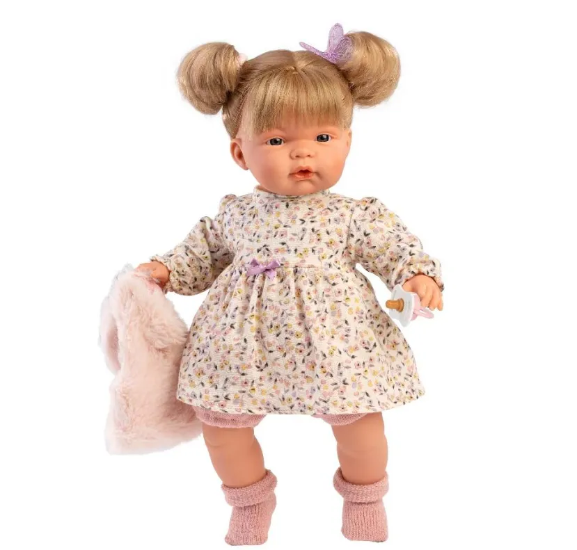 Llorens - Baby Girl Doll with with Crying Mechanism, Clothing, Fur Vest, & Accessories: Joelle 38cm