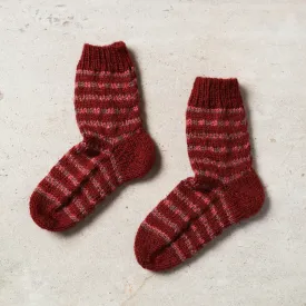 Maroon - Kumaun Hand-knitted Woolen Socks - Kids