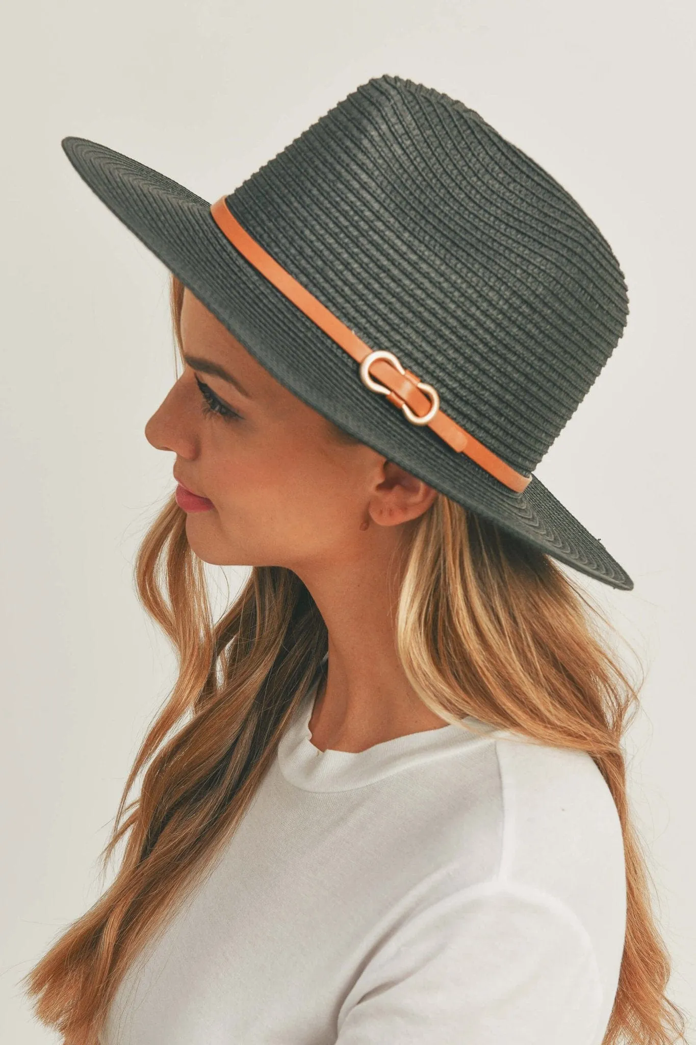 MH0114 PU Leather Band Panama Hat