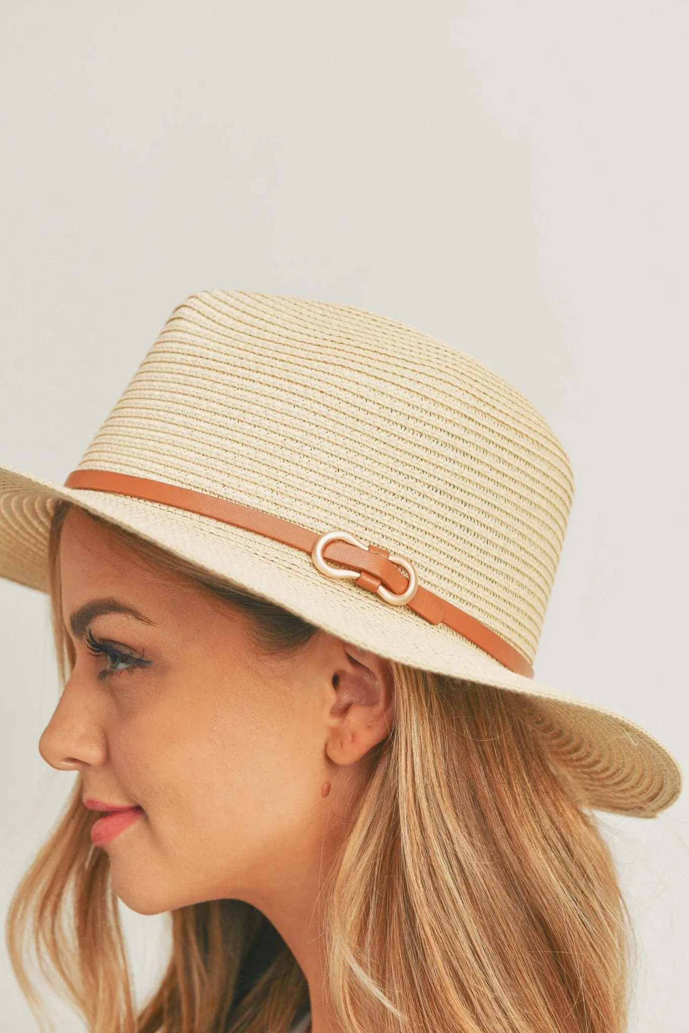 MH0114 PU Leather Band Panama Hat