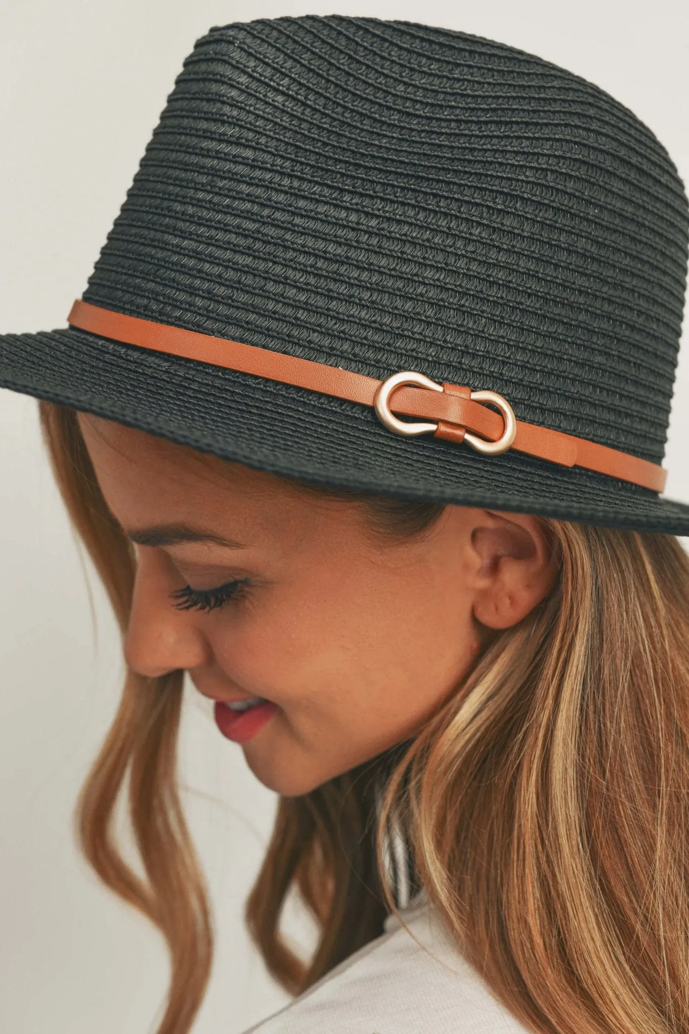 MH0114 PU Leather Band Panama Hat