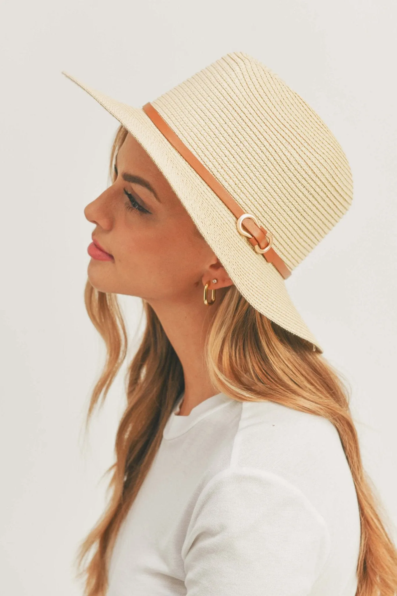 MH0114 PU Leather Band Panama Hat