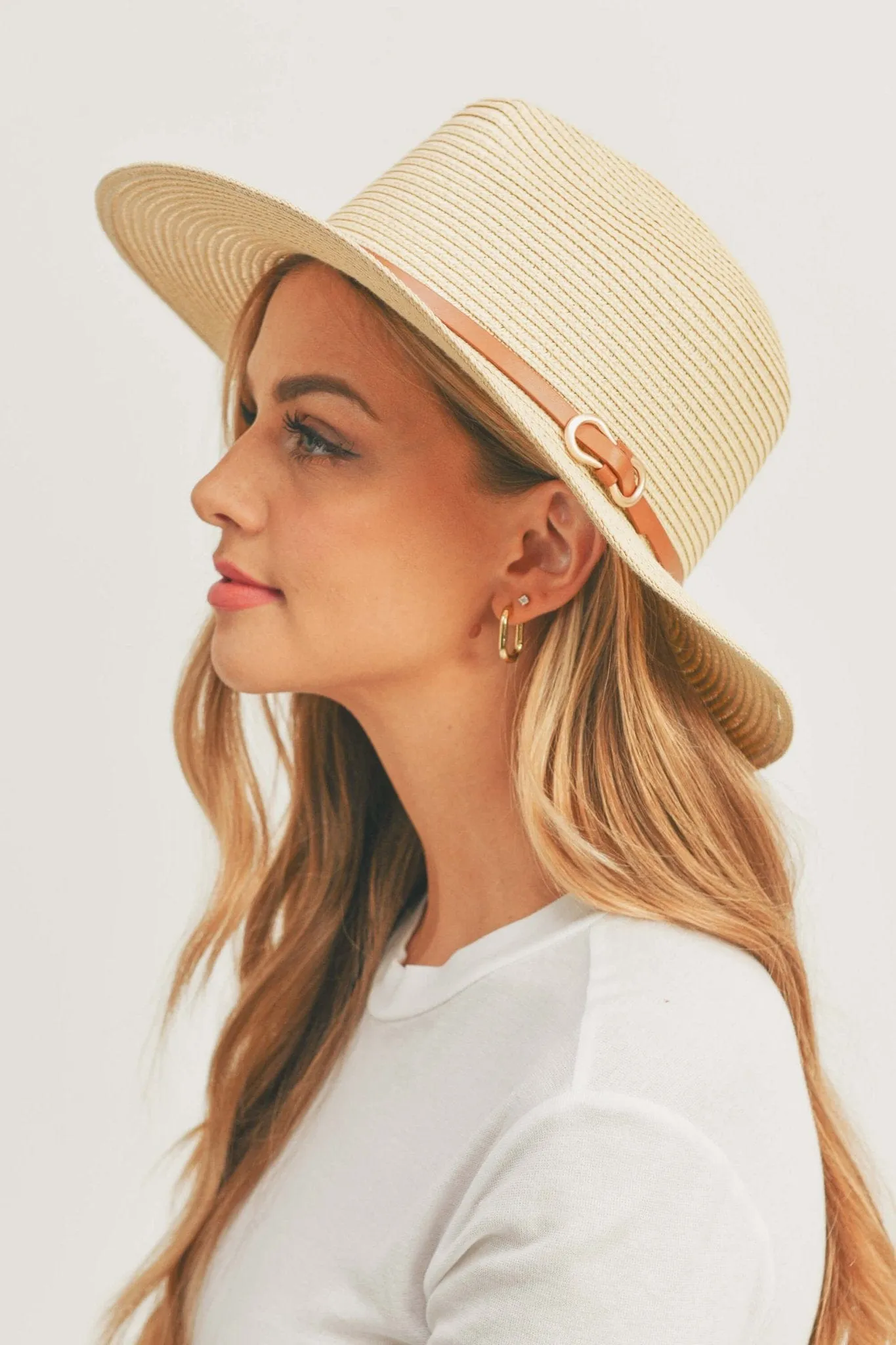 MH0114 PU Leather Band Panama Hat