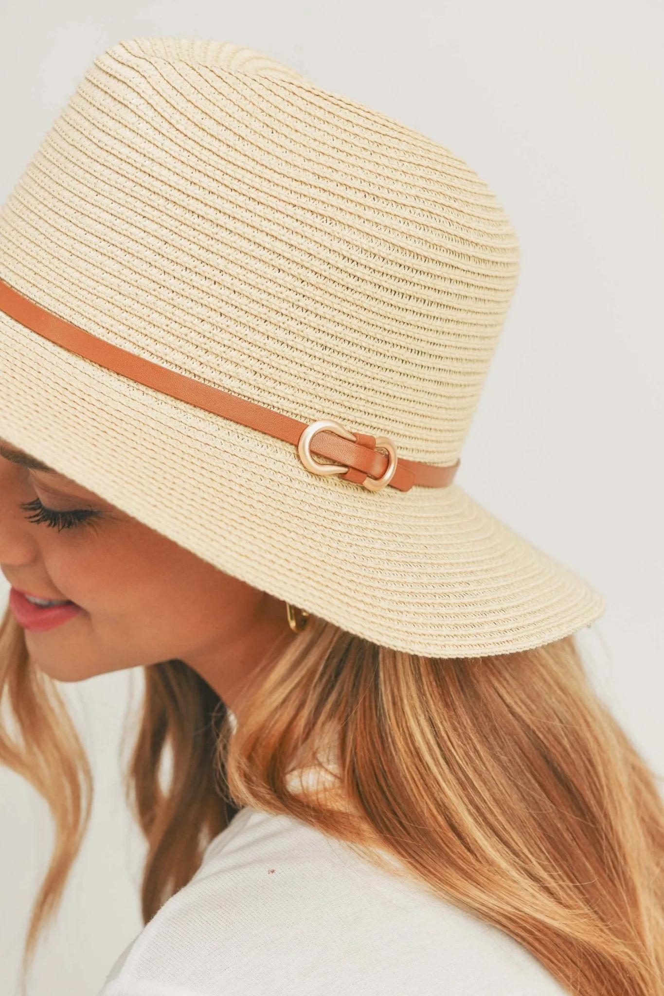 MH0114 PU Leather Band Panama Hat