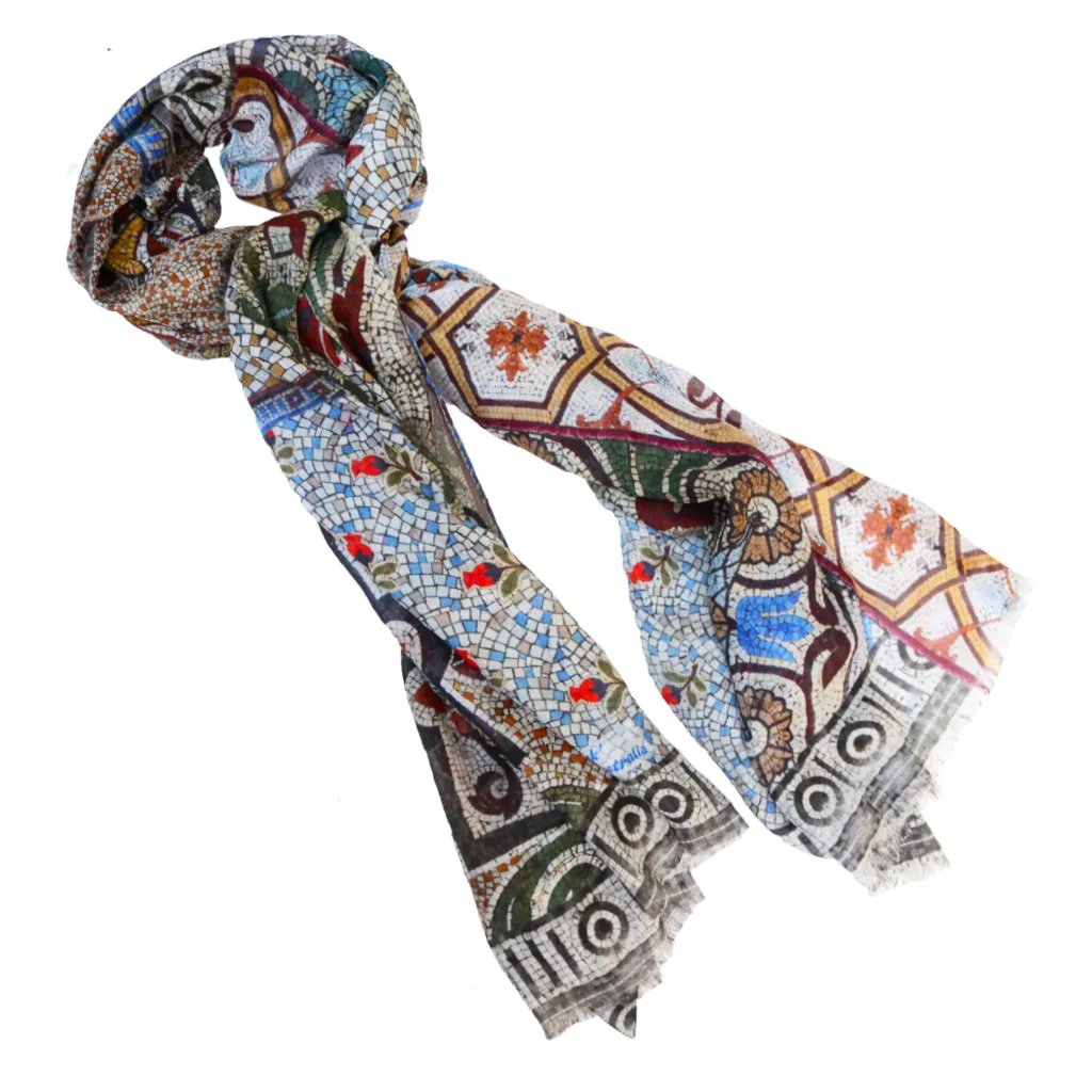 NEW 'Patchwork' Luxurious large Rectangular Italian made mosaic design Scarf