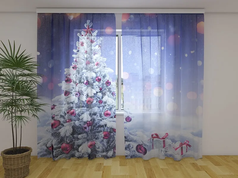 Photo Curtain Decorated Christmas Tree