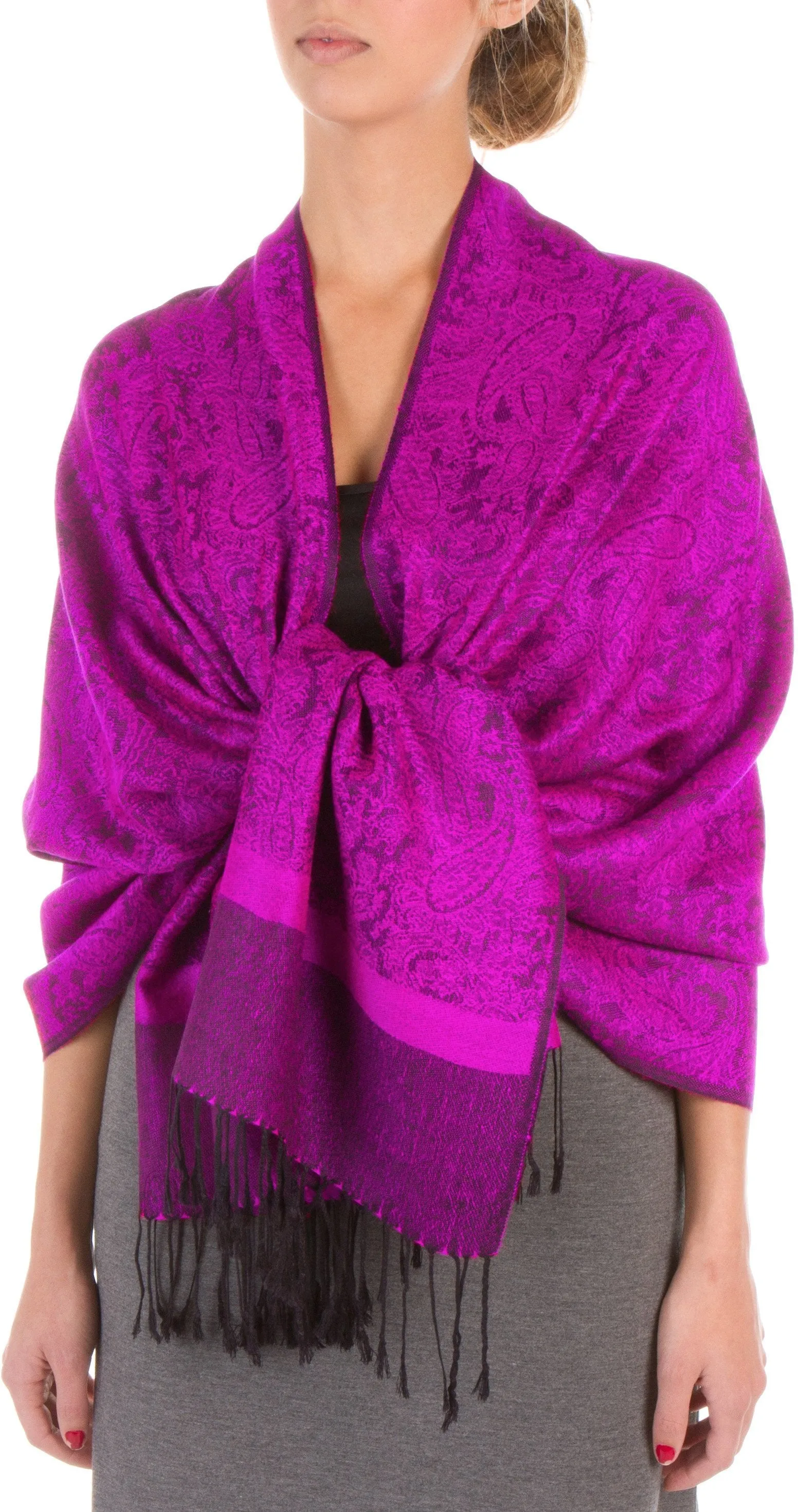 Sakkas 70" x 28" Paisley Self-Design Pashmina Shawl / Wrap / Stole