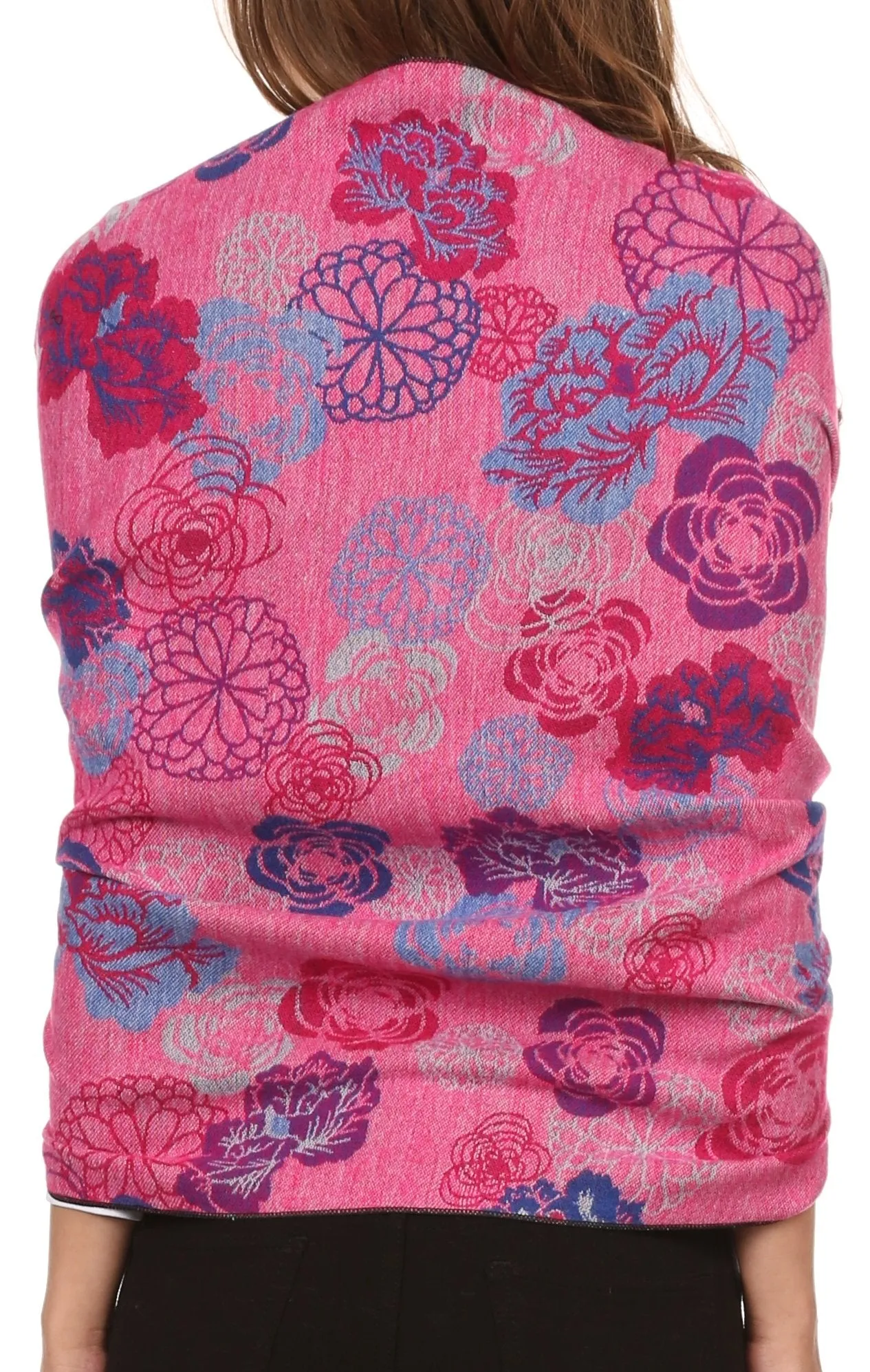 Sakkas Ontario double layer floral Pashmina/ Shawl/ Wrap/ Stole with fringe