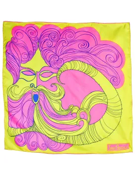 Sant'Angelo Vintage Hot Pink and Chartreuse Silk Scarf