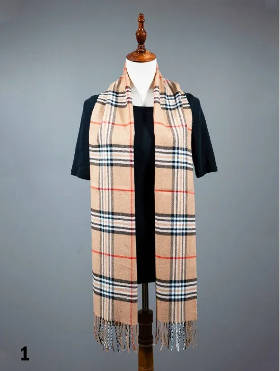 Scarf - Plaid Patterned w/ Fringe