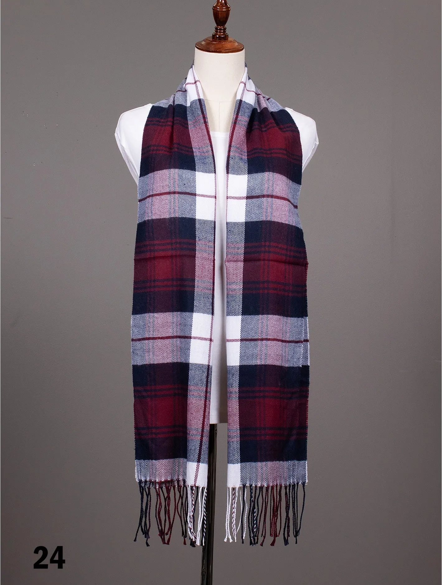 Scarf - Plaid Patterned w/ Fringe