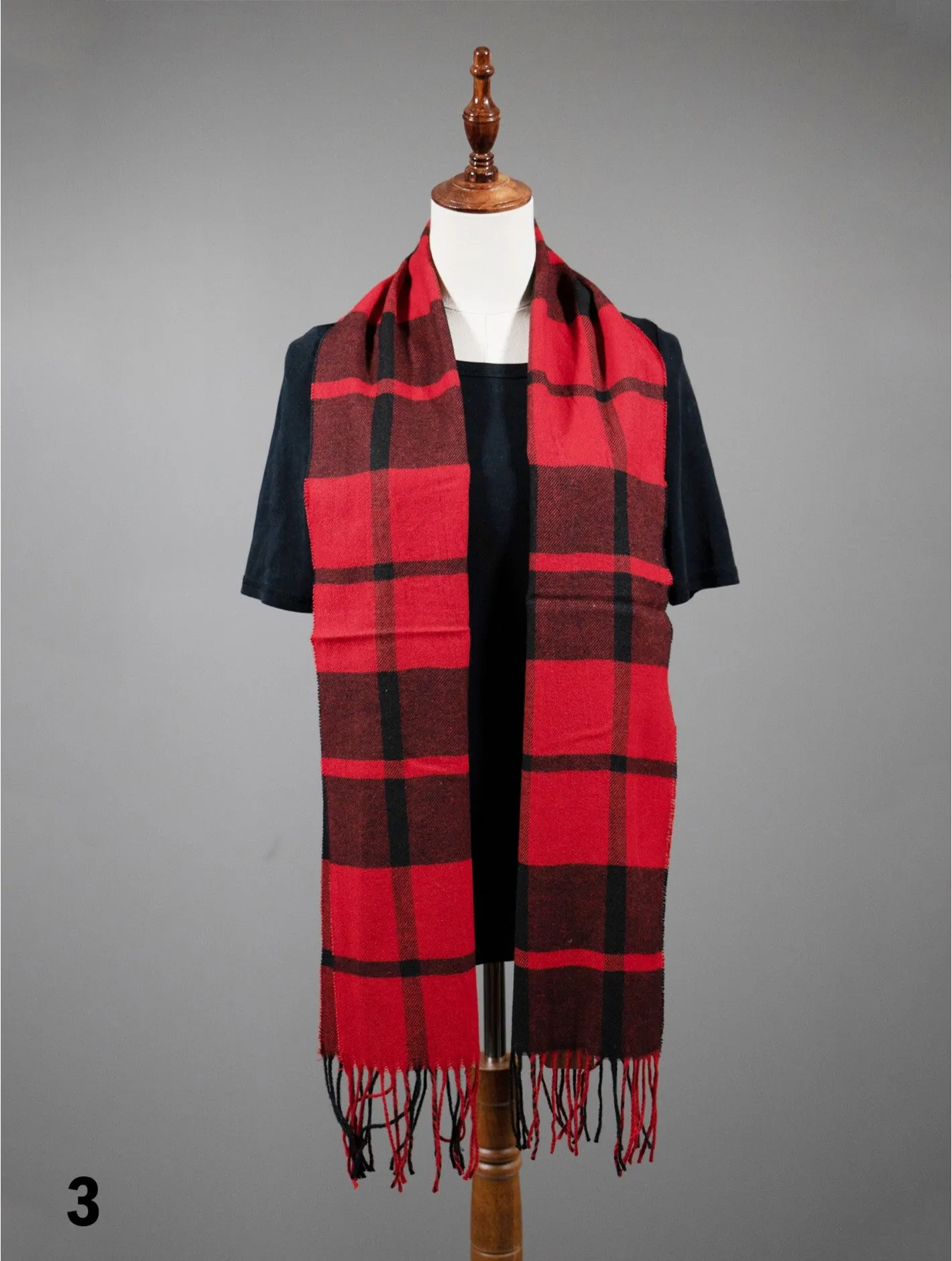 Scarf - Plaid Patterned w/ Fringe