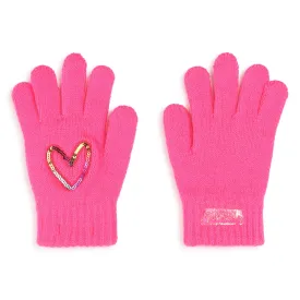 Sequin Heart Gloves | Pink