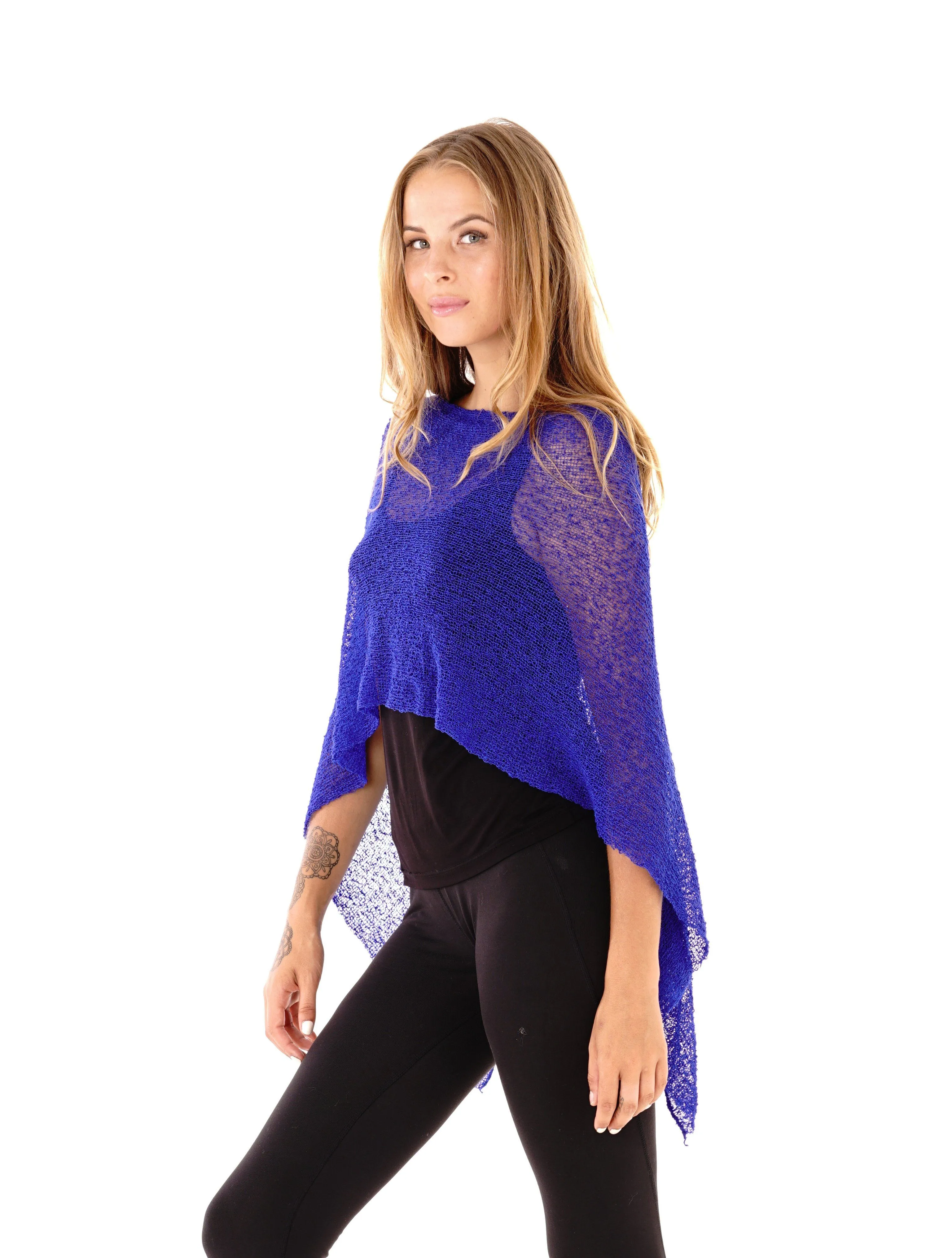 SHU-SHI Womens Sheer Knit Poncho Shrug Lightweight Cover Up One Size Fits Most