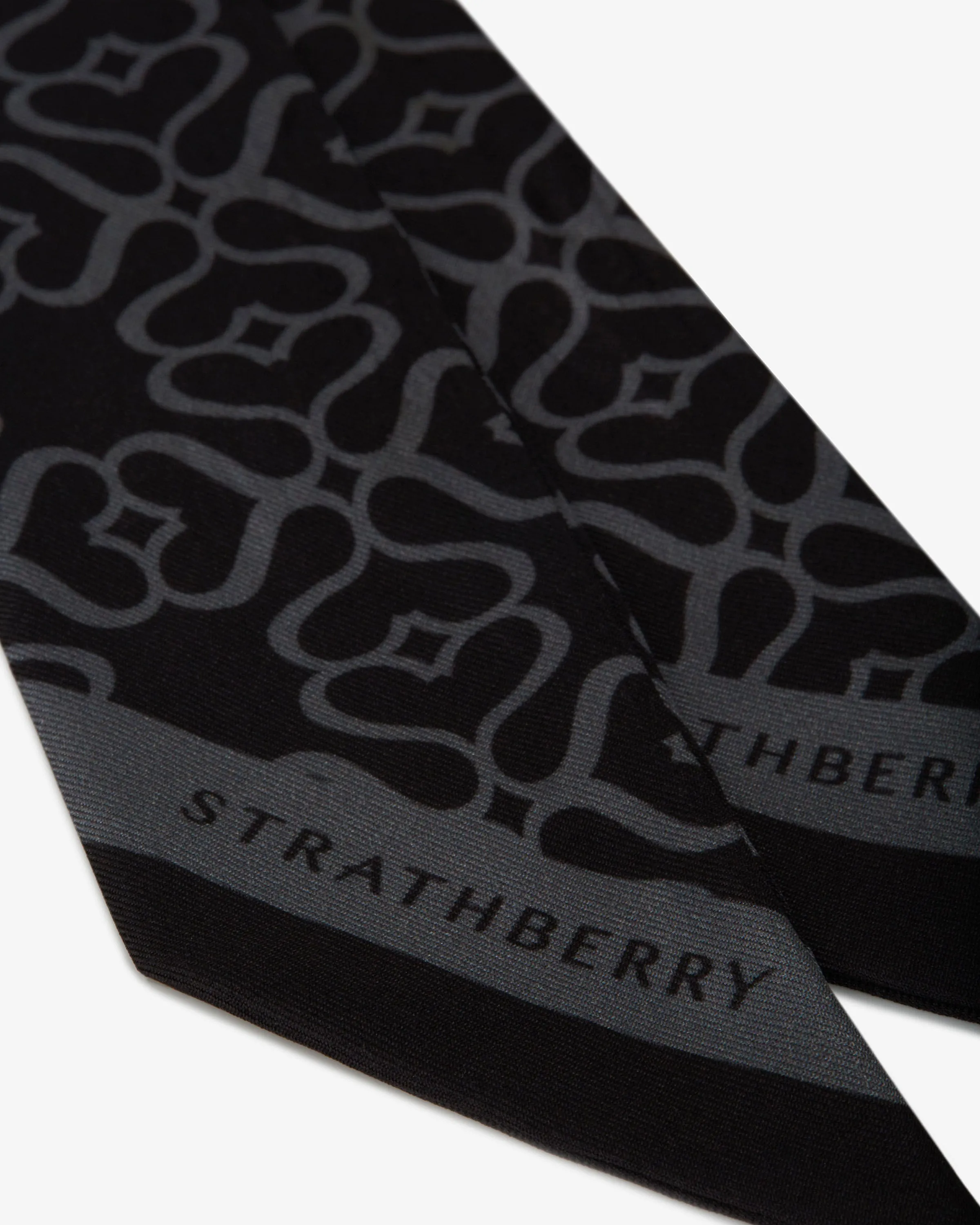 Silk Skinny Scarf - Monogram Black/Grey