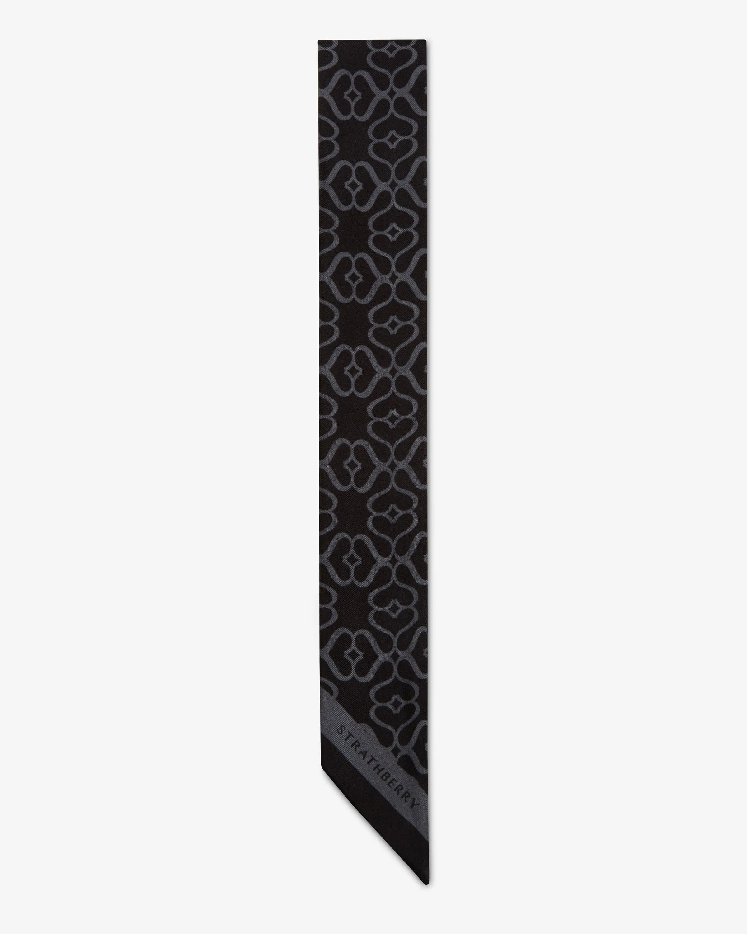 Silk Skinny Scarf - Monogram Black/Grey