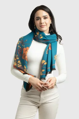 Two Tone Floral Reversible Scarf