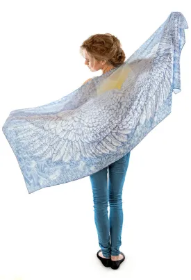 Wings of an Angel, pale version, pure silk-satin scarf wrap.