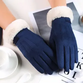 Women Winter Gloves Warm Screen Women's Fur Gloves Full Finger