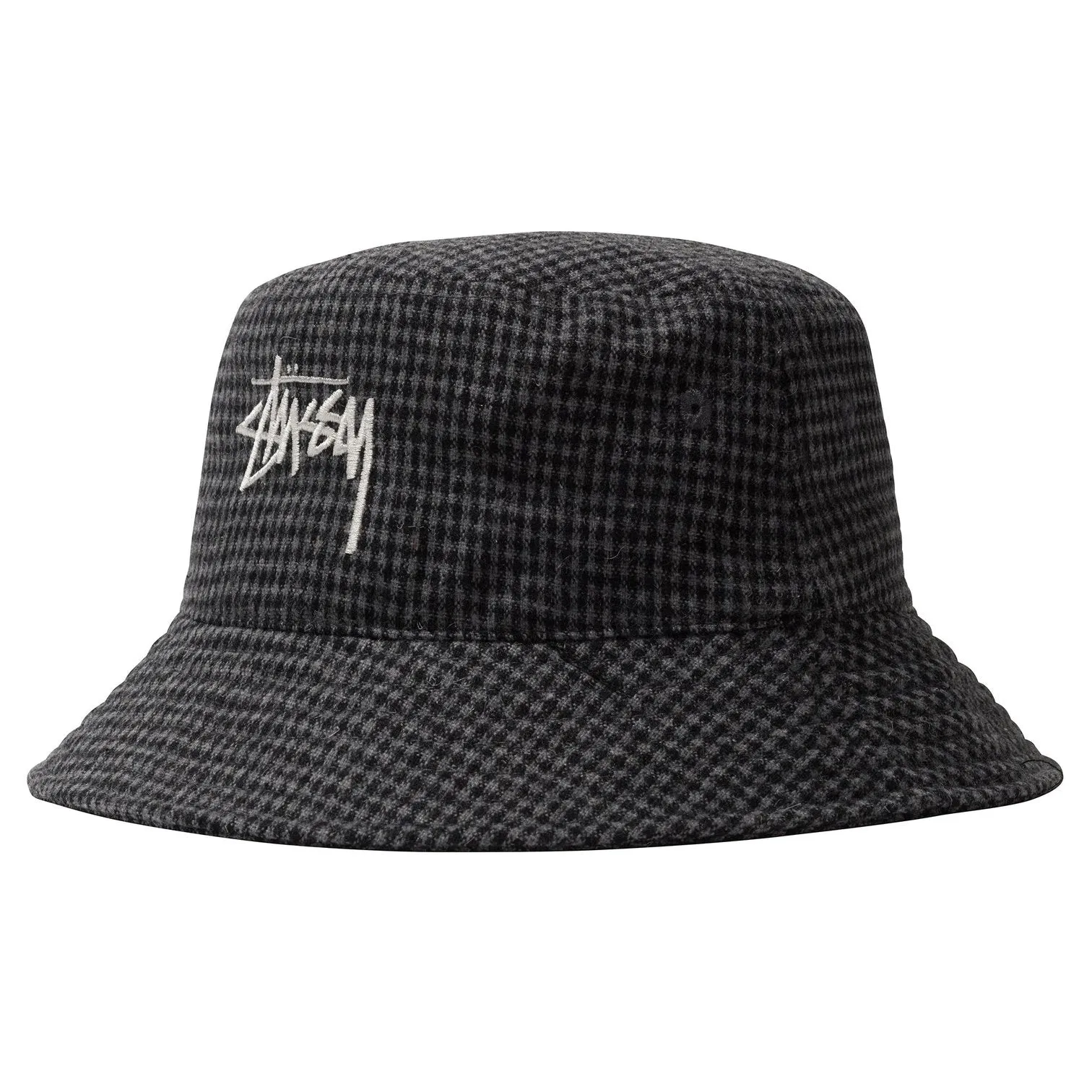 WOOL CHECK BIG STOCK BUCKET / STUSSY / CHARCOAL