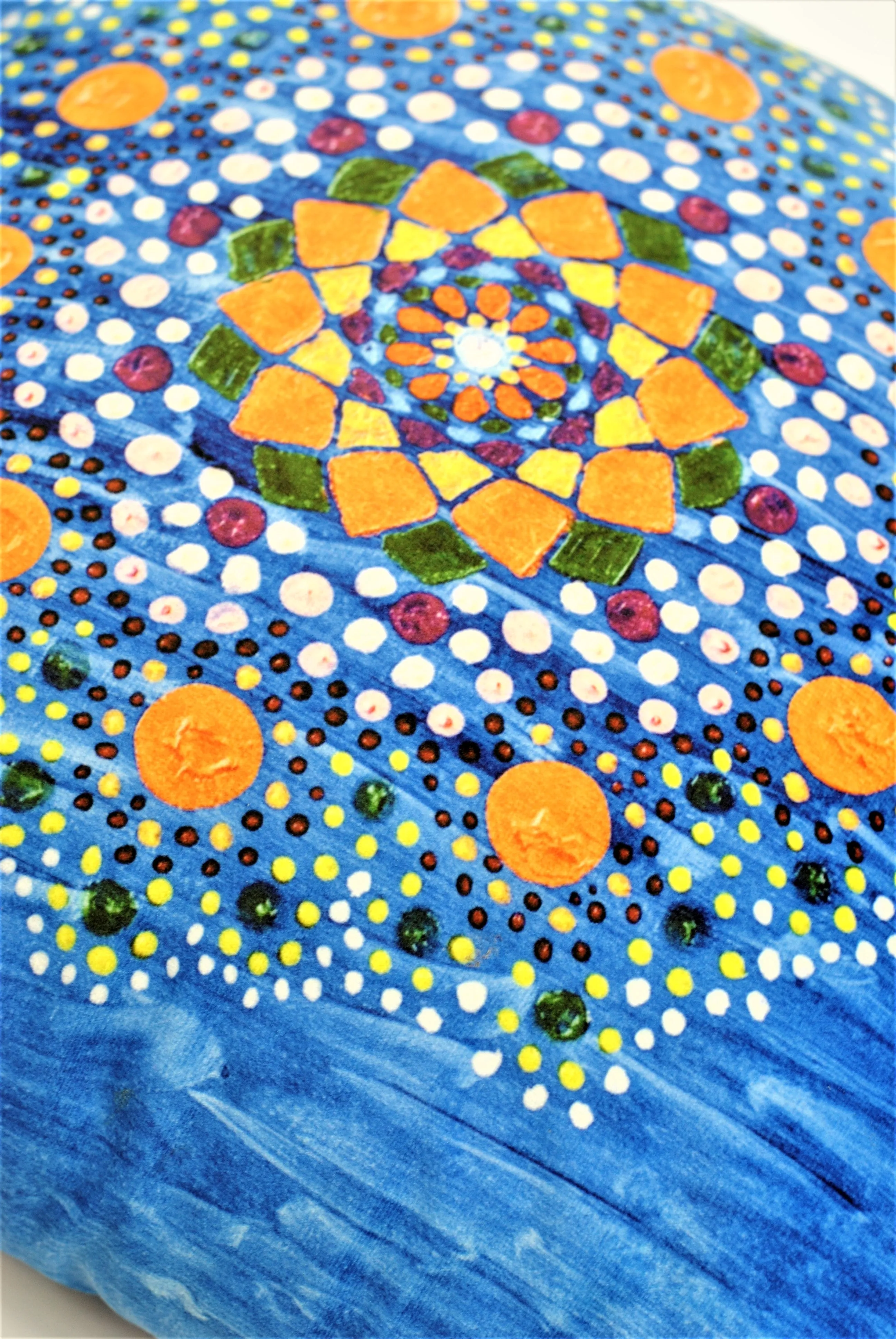 Yana MANDALA DREAM Dot Art Decorative Throw Pillow In Blue Orange