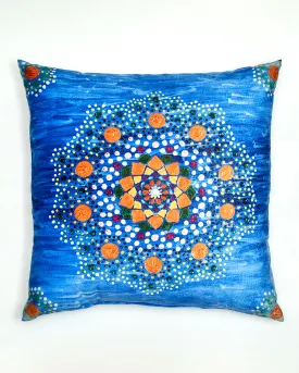 Yana MANDALA DREAM Dot Art Decorative Throw Pillow In Blue Orange