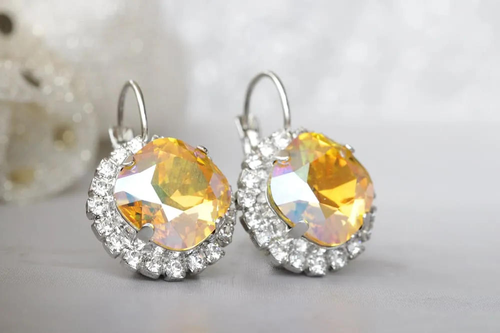 YELLOW SPARKLY EARRINGS