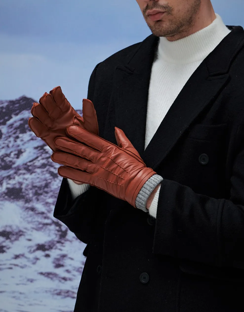 YISEVEN Winter Men’s   Sheepskin Leather Gloves